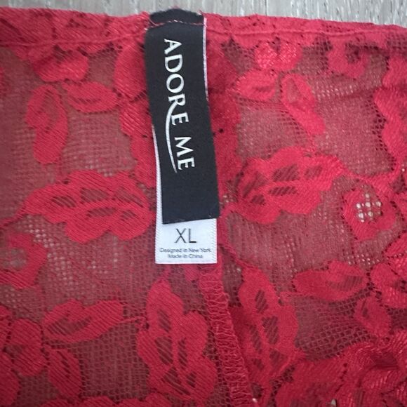 Adore Me Red Lace Ruffle Teddy Bodysuit Lingerie XL - Picture 5 of 6